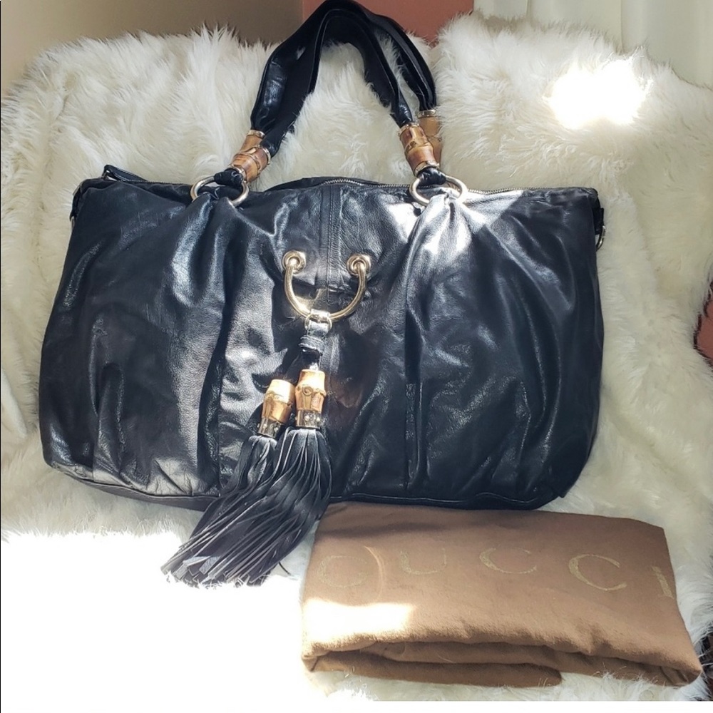 Gucci black lambskin tassel leather hobo - Picture 2 of 7